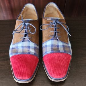 Christian Louboutin Bruno Orlato Red and Brown Plaid Oxfords